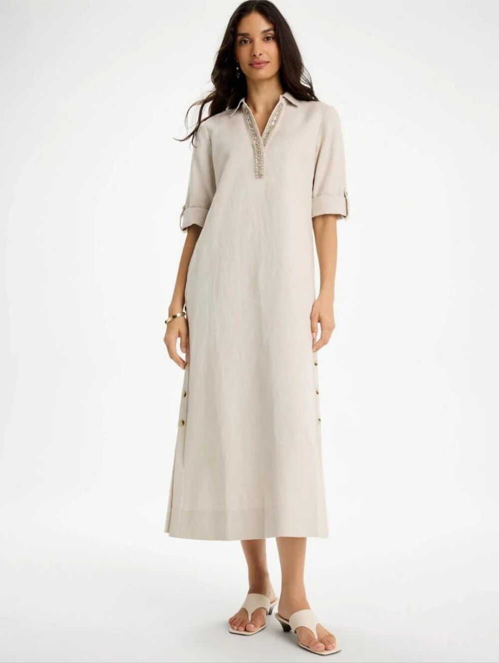 Chico's Embellished Linen Dress